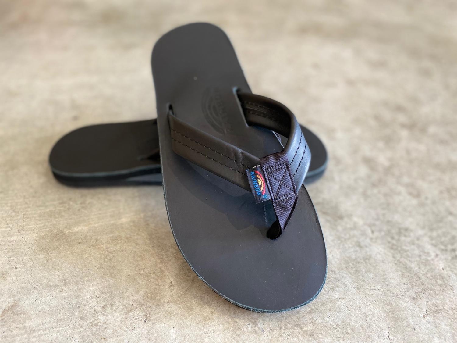 RAINBOW SANDALS MEN'S BLACK クラシックレザー　シングルミッドソール