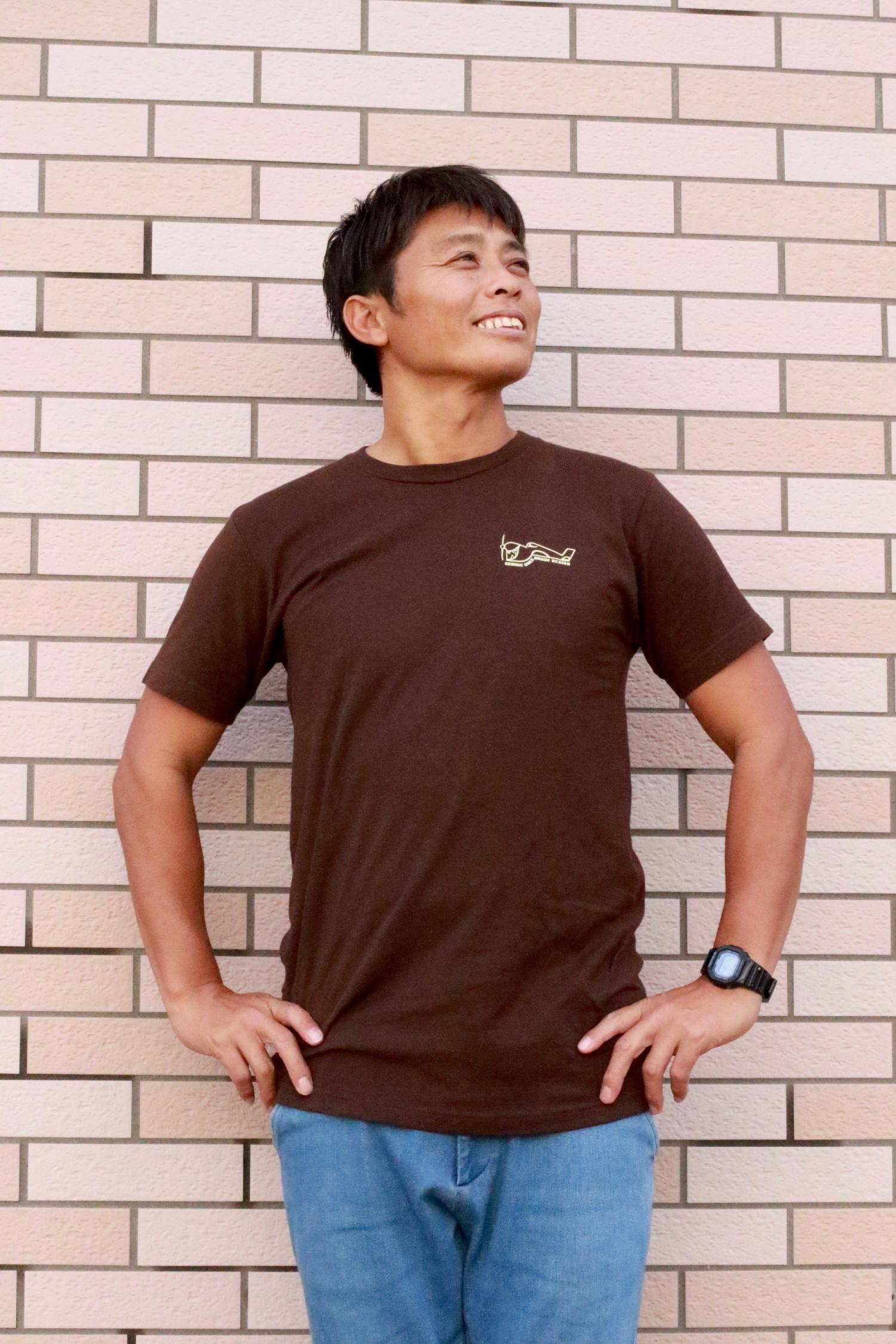 GREENOUGH AIRPLANE BACK LOGO T-SHIRT BROWN