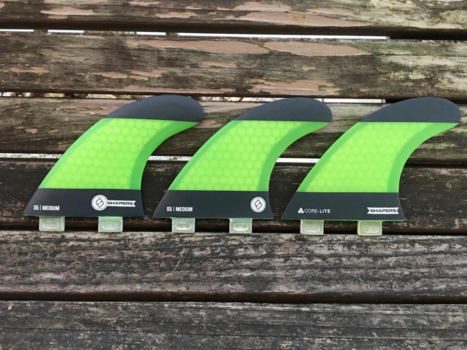 Shapers Fins THRUSTERS CORE LITE S5 GREEN FCS