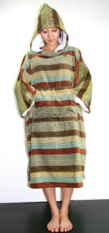 FRUTION PONCHO Line Border Brown