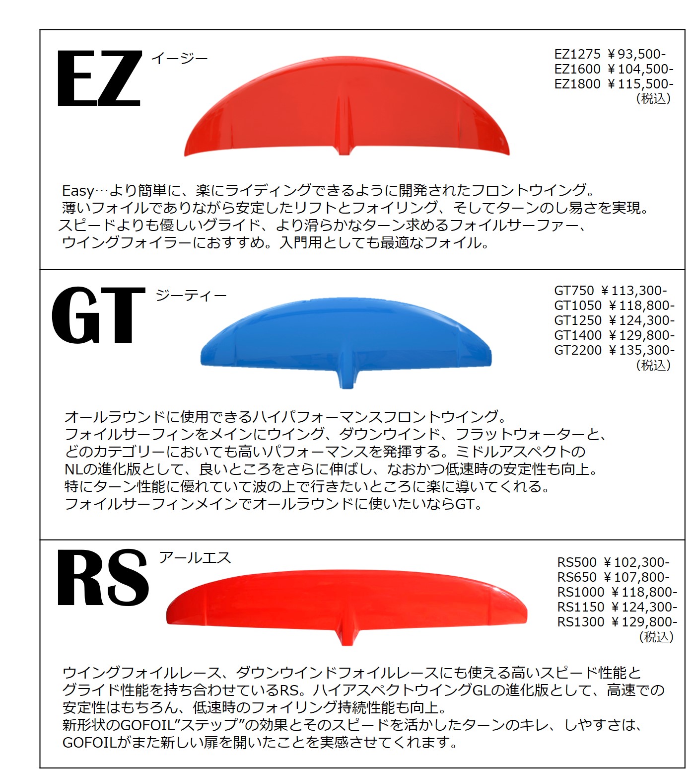 GO FOIL FRONT WINGS RS1075|沖縄サーフィンショップ「YES SURF」