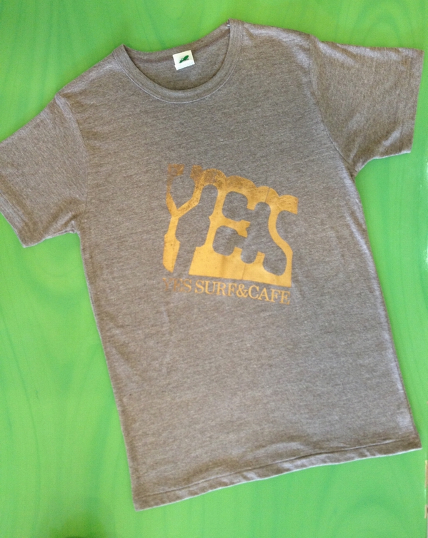 「YES SURF＆CAFE」LOGO  S/STee ヴィンテージヘザー　M